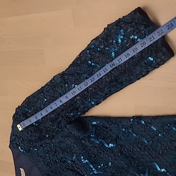 EUC VTG 1980s Nancy Neil Jade Green Sequined Skirt Set with Sheer Sleeves - Picture 7 of 17